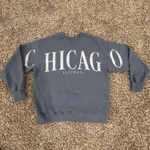 Hollister blue Gray Chicago Crewneck Sweater